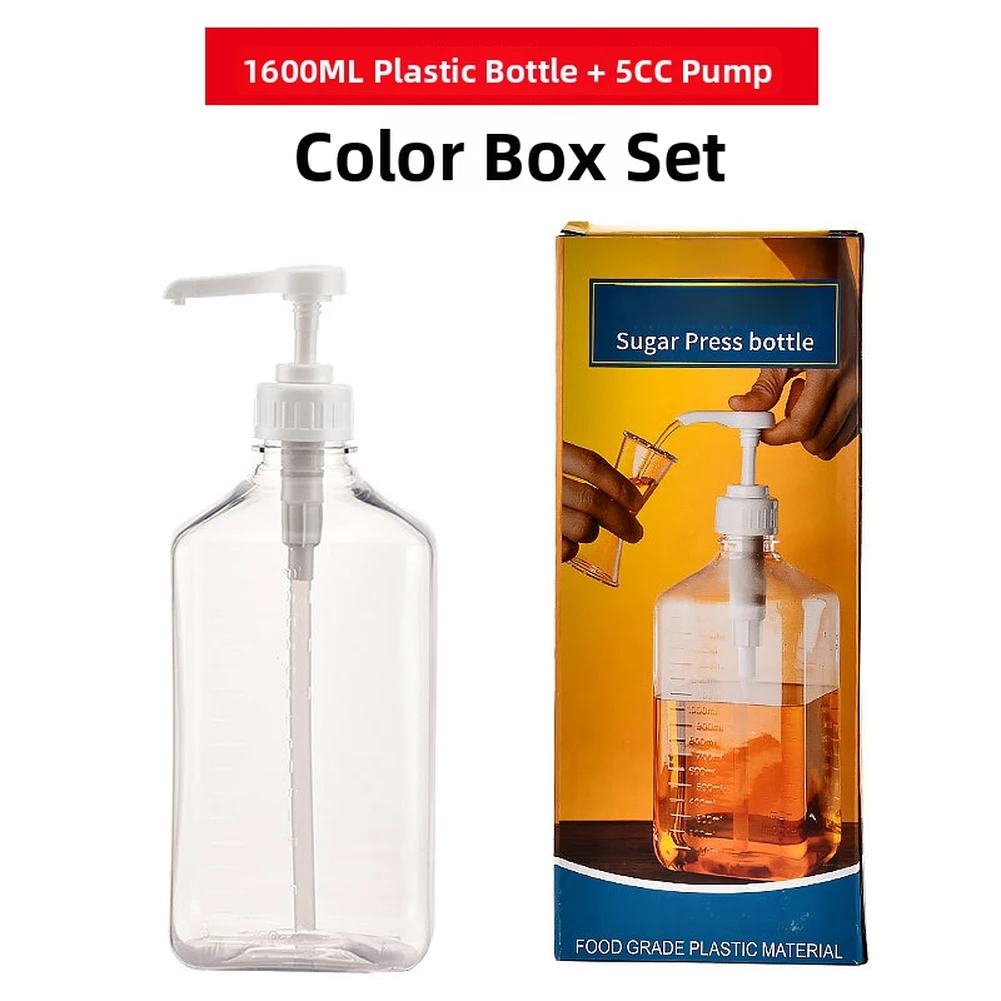 Plastic 1600ml Syrup Pump Dispenser For Coffee Fructose Sauce Shampoo Liquid Bottle Precise 5cc 10cc Dosage Home Cafe Kitchen Ga