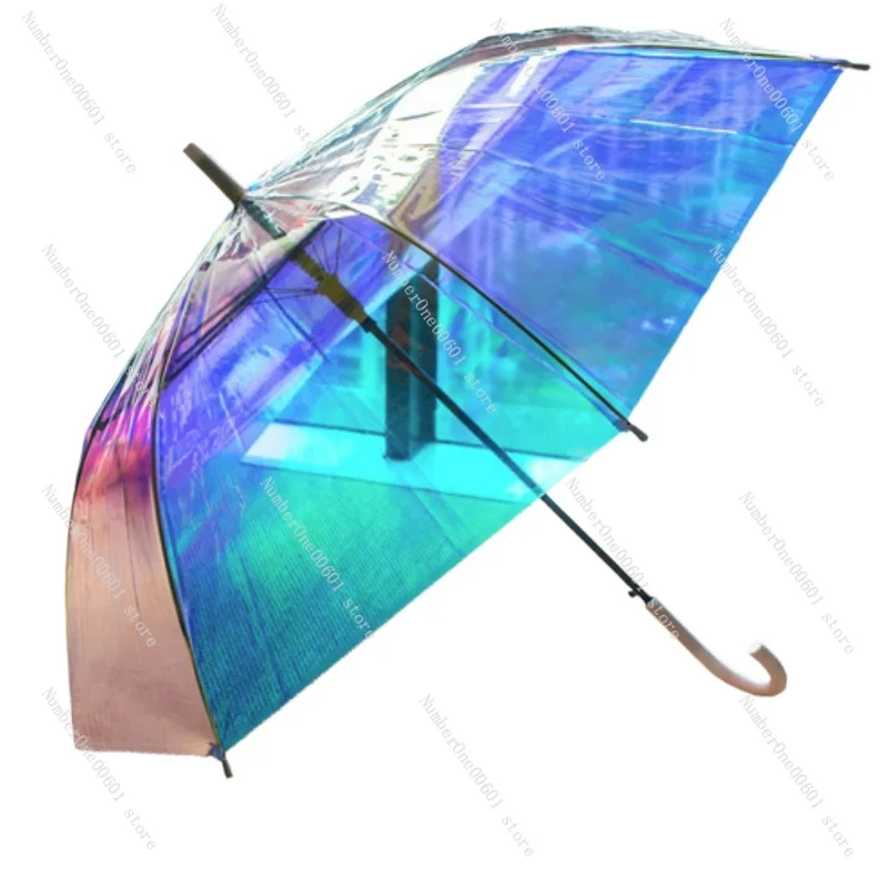 

Creative Fashion Magic Color Laser Transparent Automatic Rainbow Umbrella Sen Series Rainbow Umbrella