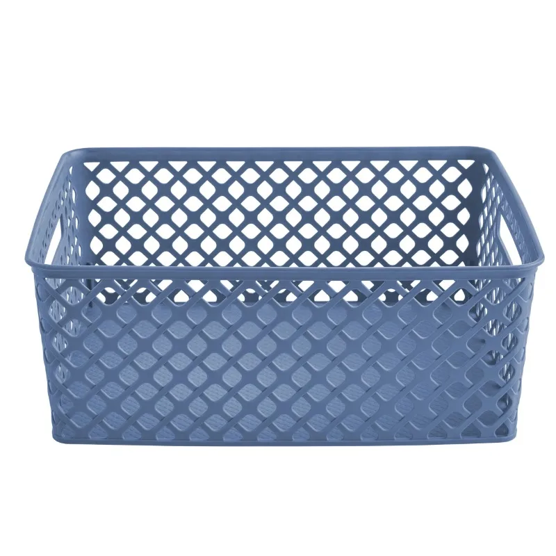 Cube Decorative Plastic Storage Bins, Pack of 4, Moonlight Blue,13.20 x 13.20 x 10.80 Inches