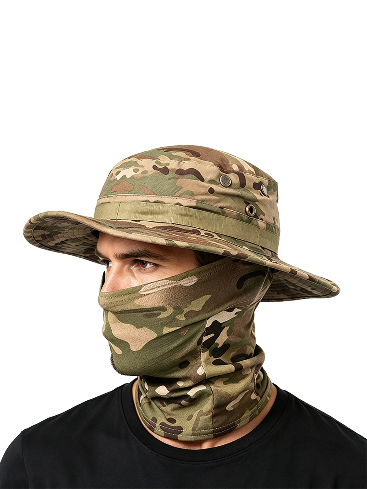AliExpress NONE 2PCS Balaclava Ski Mask Camouflage Boonie Hat Suit for Women Men Foldable Soft Hat Outdoor Hunting Fishing  Skiing Cycling Wide