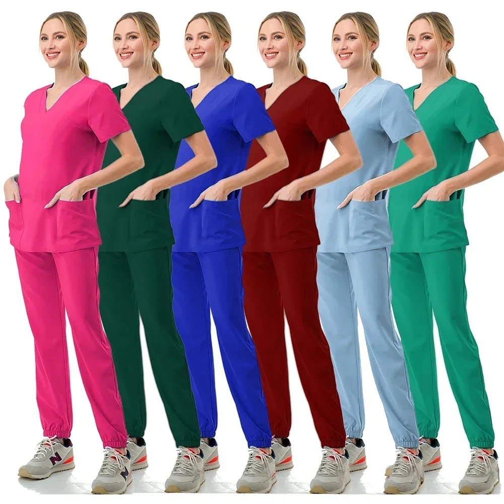 병원 수술복 여성용 스크럽 세트, 의료 유니폼, 의사 간호사 액세서리, 치과 클리닉 스크럽 세트, 미용실 작업복