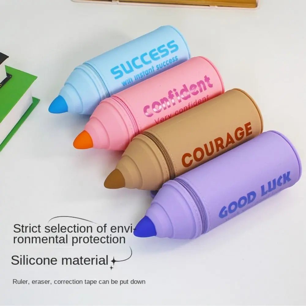 

Marker Pen Shape Pen Holder Suction Cup Detachable Pencil Pot Silicone Colorful Makeup Brush Holder School Supply