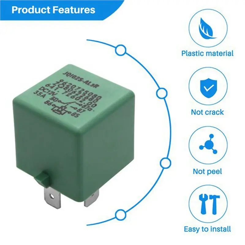 ABLJ 4 Pcs 12V 35A 5 Pins Cooling Radiator Fan Relay Green 6547TX For 206 207 306 307 406 407 807