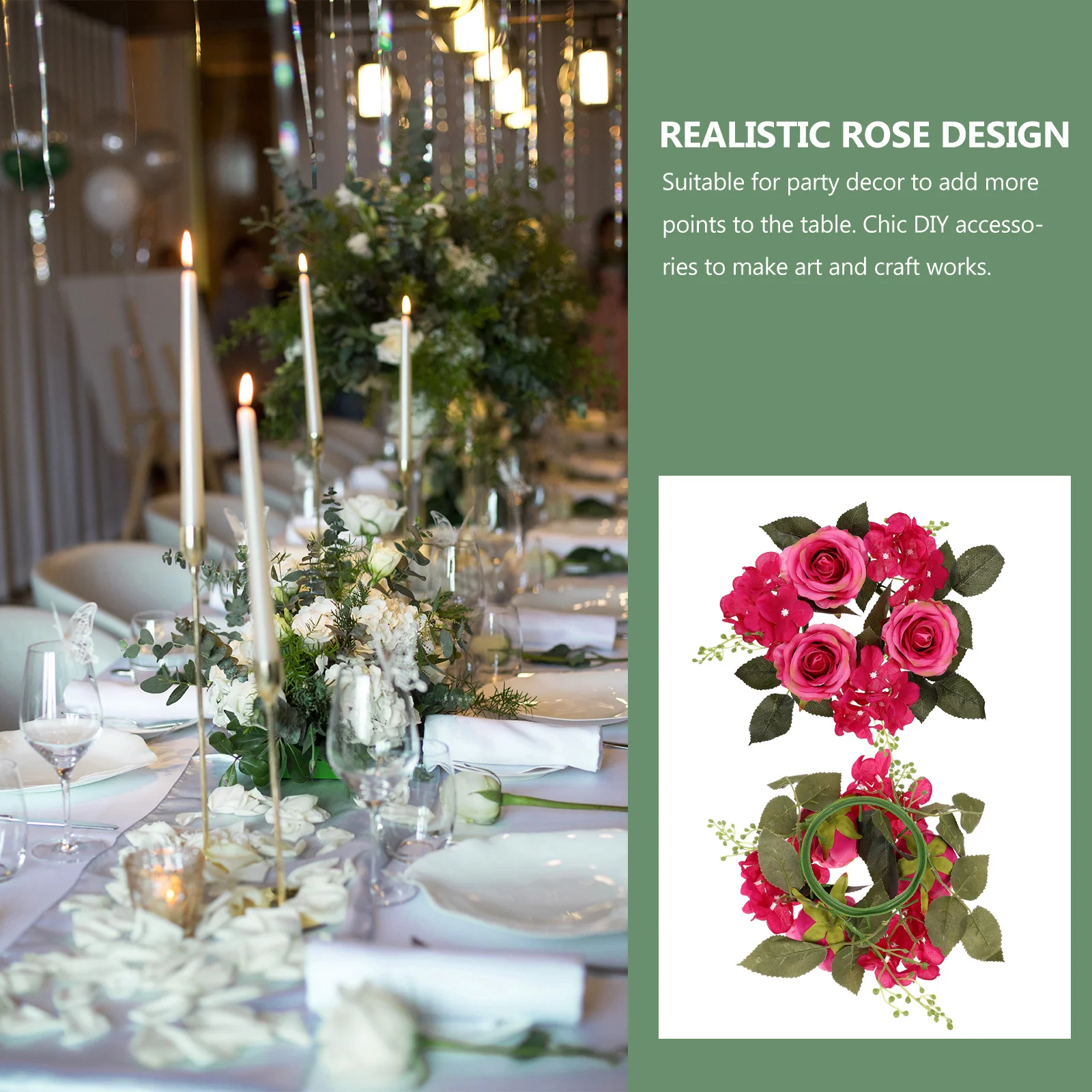 

1pc Rose Ring Ring For Table Decor Wedding Party Valentine Christmas Decoration Wreath Centerpiece