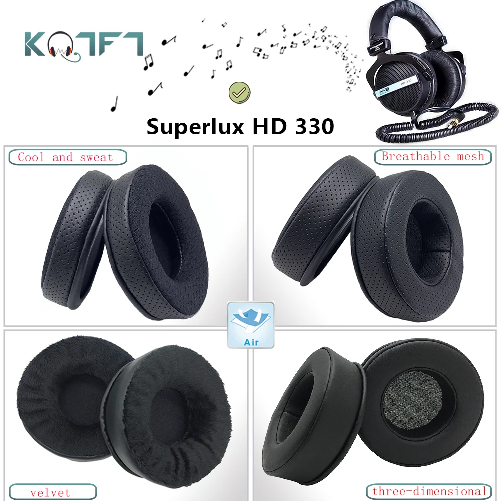 

KQTFT Velvet protein skin Breathable Sweat Replacement EarPads for Superlux HD 330 Headphones Parts Earmuff Cover Cushion Cups