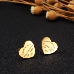 Stainless Steel Forever Lover's Heart Earrings for Women Luxury Small Engraved Stud Earrings Women Jewelry