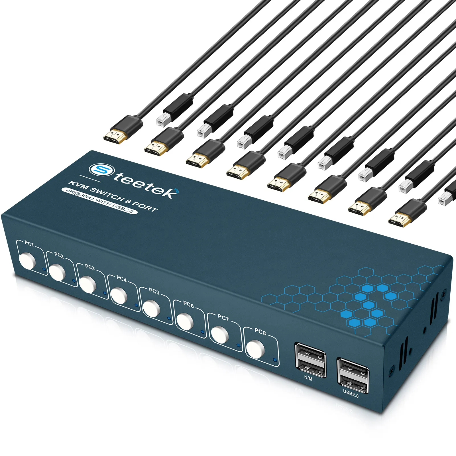 KVM Switch 8 Port HDMI KVM Switch 4K 3D 4 in 1 Out 4 PCs Sharing with One Set of Keyboard  Mouse Support Hot Key USB2.0