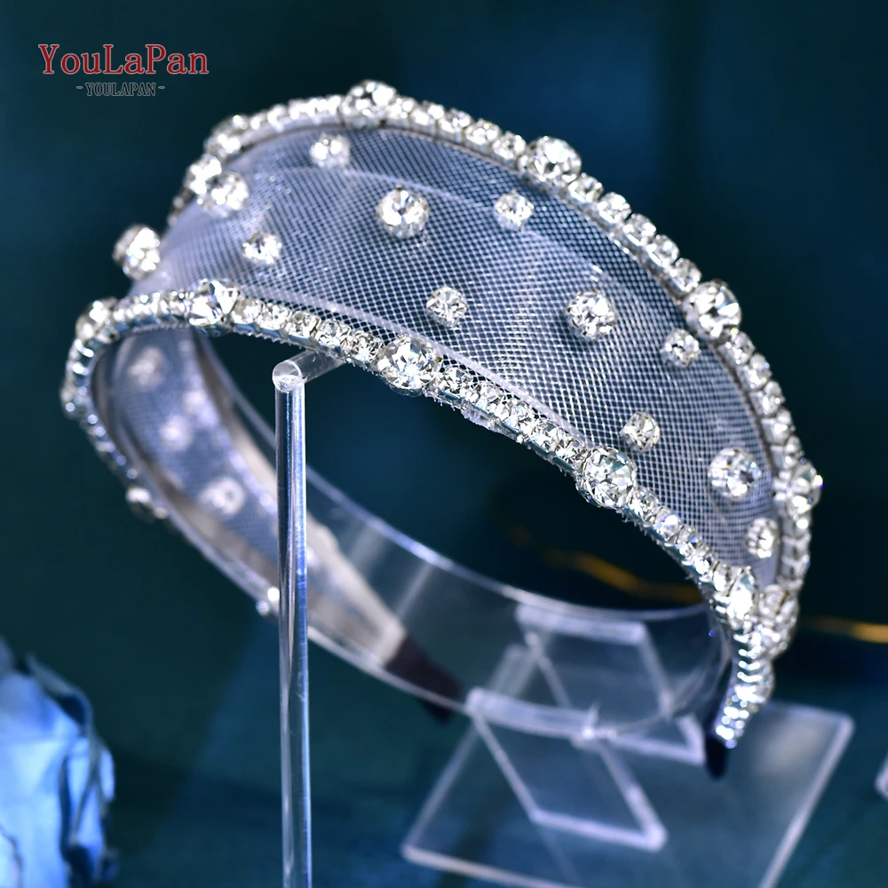 

Youlapan Gorgeous Silver Color Mesh Headband Embellished with Sparkling Rhinestone Elegant Hair Accessory for Women HP808 ﻿