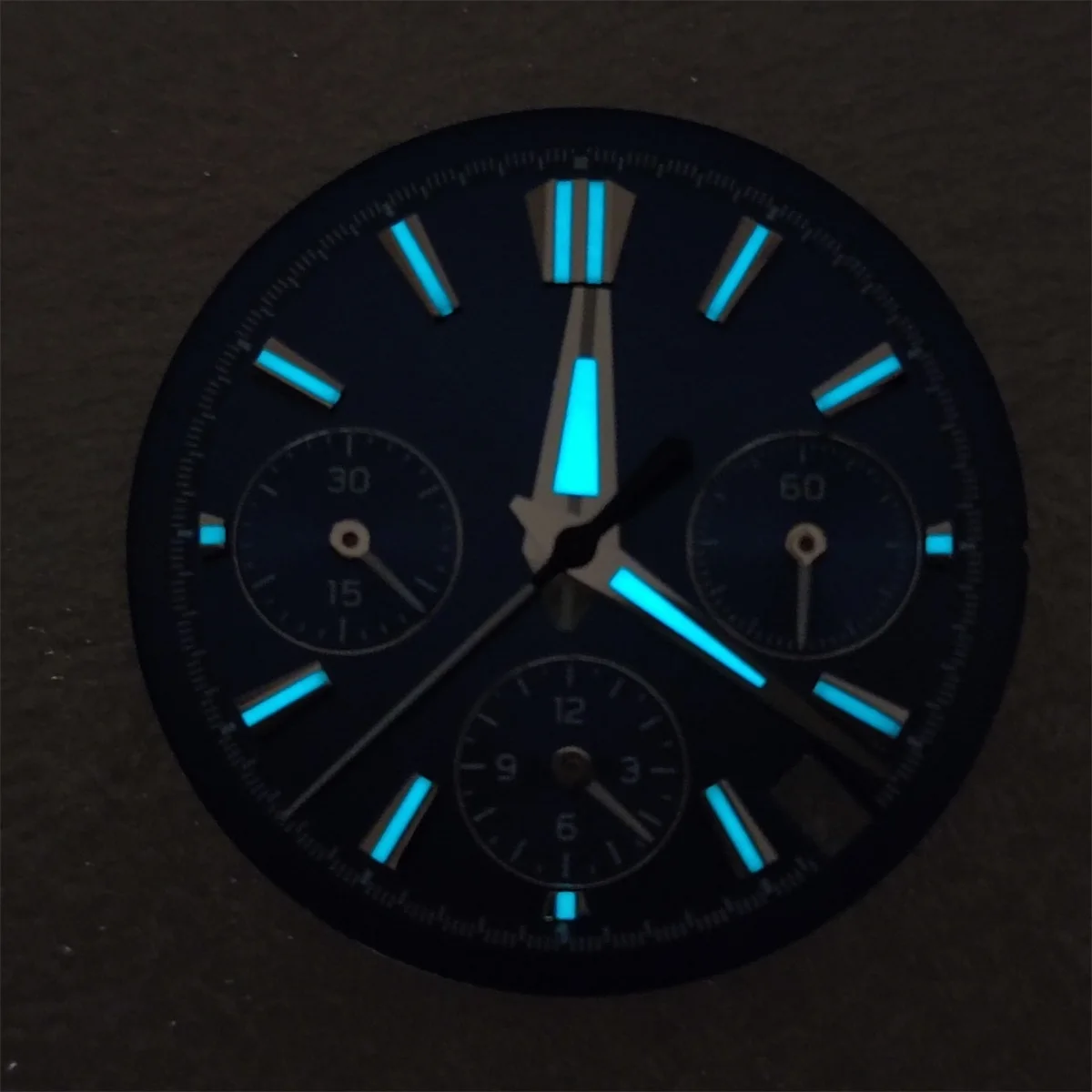 VK63 Watch Dial 29.5mm BGW9 Dial with Ice Blue Blue for VK63 Quartz Hand Movement Accessories VK63 Hands Quartz Movement Parts