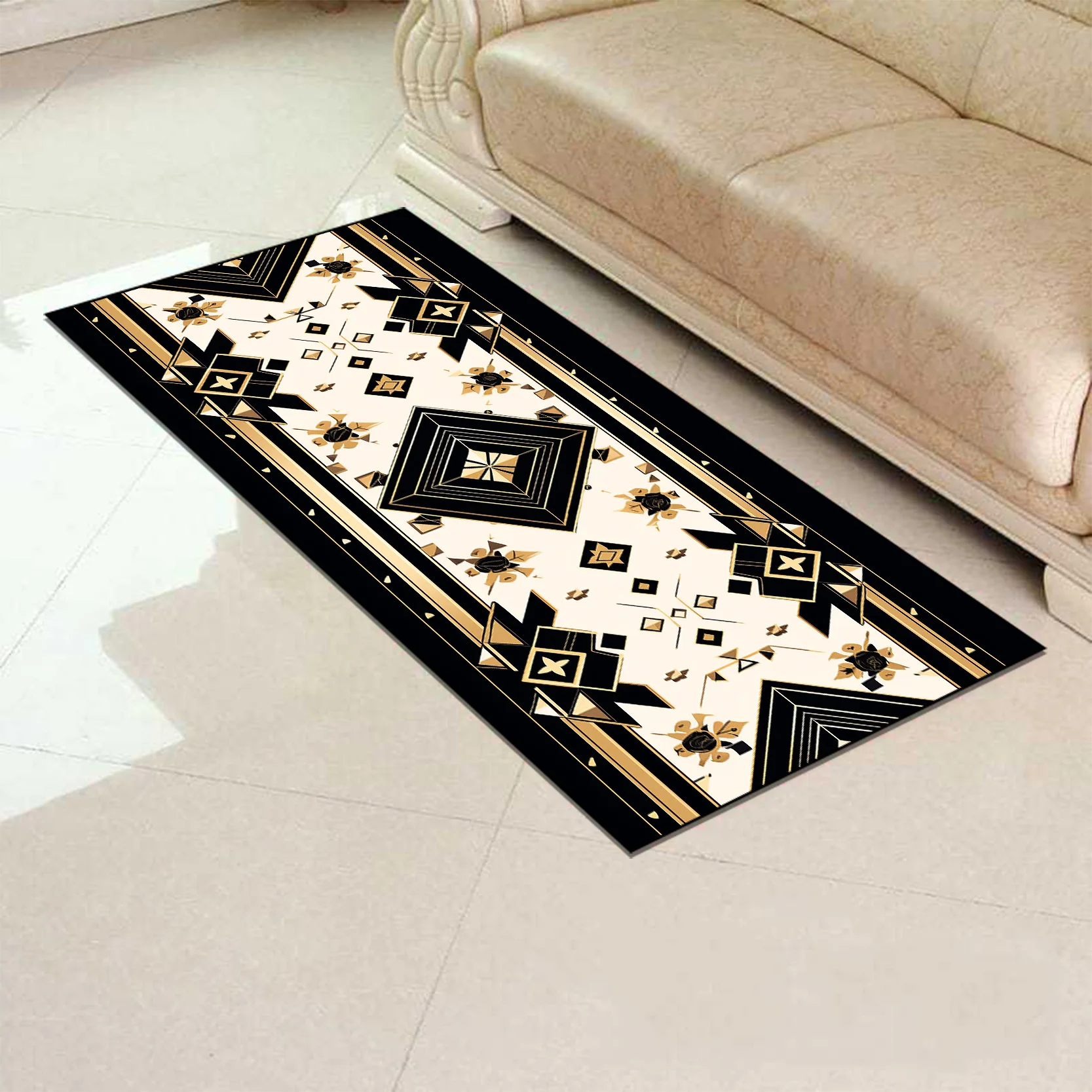 Vintage European Style Carpet for Living Room Sofa Chair Side Rug Bedroom Bedside Soft Rugs Room Doorway Hallway Floor Mat