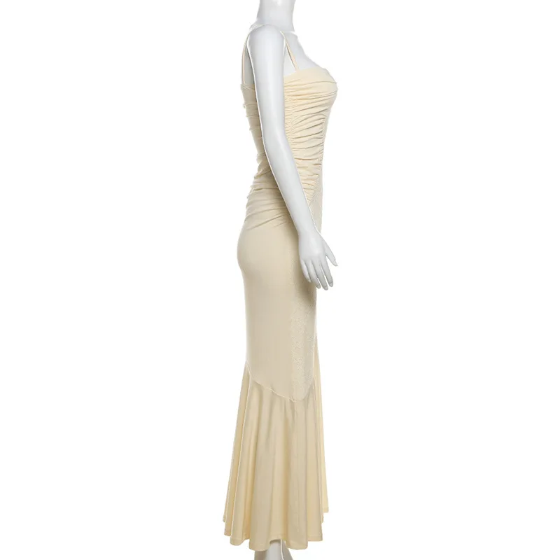 فستان ماكسي صيفي أنيق 2024 وصل حديثًا فستان زفاف ضيوف بحزام سباغيتي طويل فساتين حفلات ضيقة للنساء