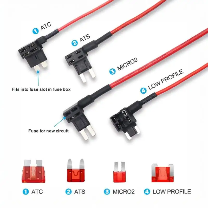 1Pcs Universal 12V 24V Car Fuse Holder Add-a-circuit Tap Adapter MINI Small Medium Size for Car Audio LED Light Strip Power Con