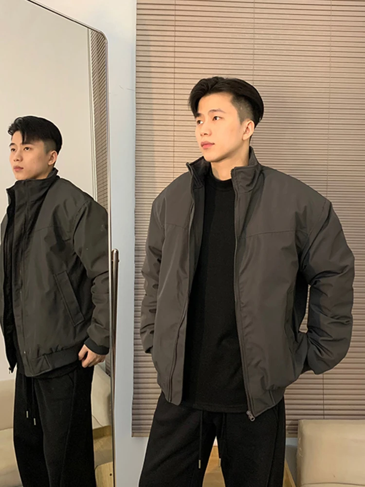 

Thiened ey American Jaet Cotton Workwear for Men Winter Stand Collar Pilot Cotton Clothes Loose Fit Long Sve