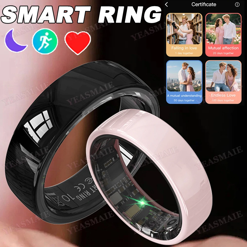 

New Lovers Intelligent Rings Ceramic Smart Ring With Charing Box Men Women Health Monitor Heart Rate Sports Waterproof Smartring