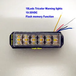 Luminoso 18Led tricolore griglia per auto spia stroboscopica, ambulanza antincendio della polizia Led luce di emergenza, lampada lampeggiante, impermeabile