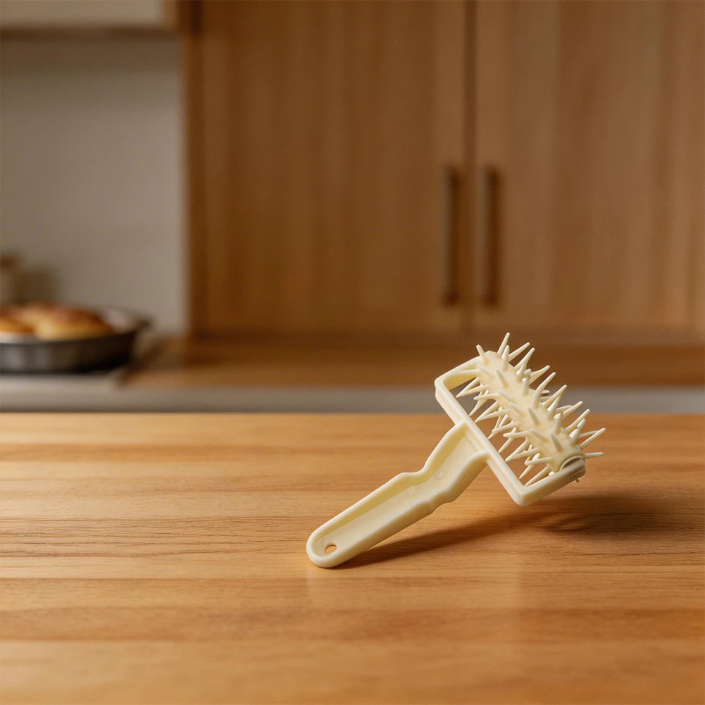 Needle Roller Dough Docker Home Baking Rolling Needle Design Prevents Dough Blistering Smooth Rolling Wheel White