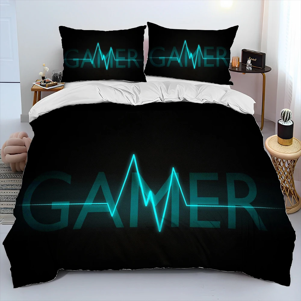 

Gamer Game Over Cartoon Comforter Bedding Set,Duvet Cover Bed Set Quilt Cover Pillowcase,King Queen Size Bedding Set Adult Kid