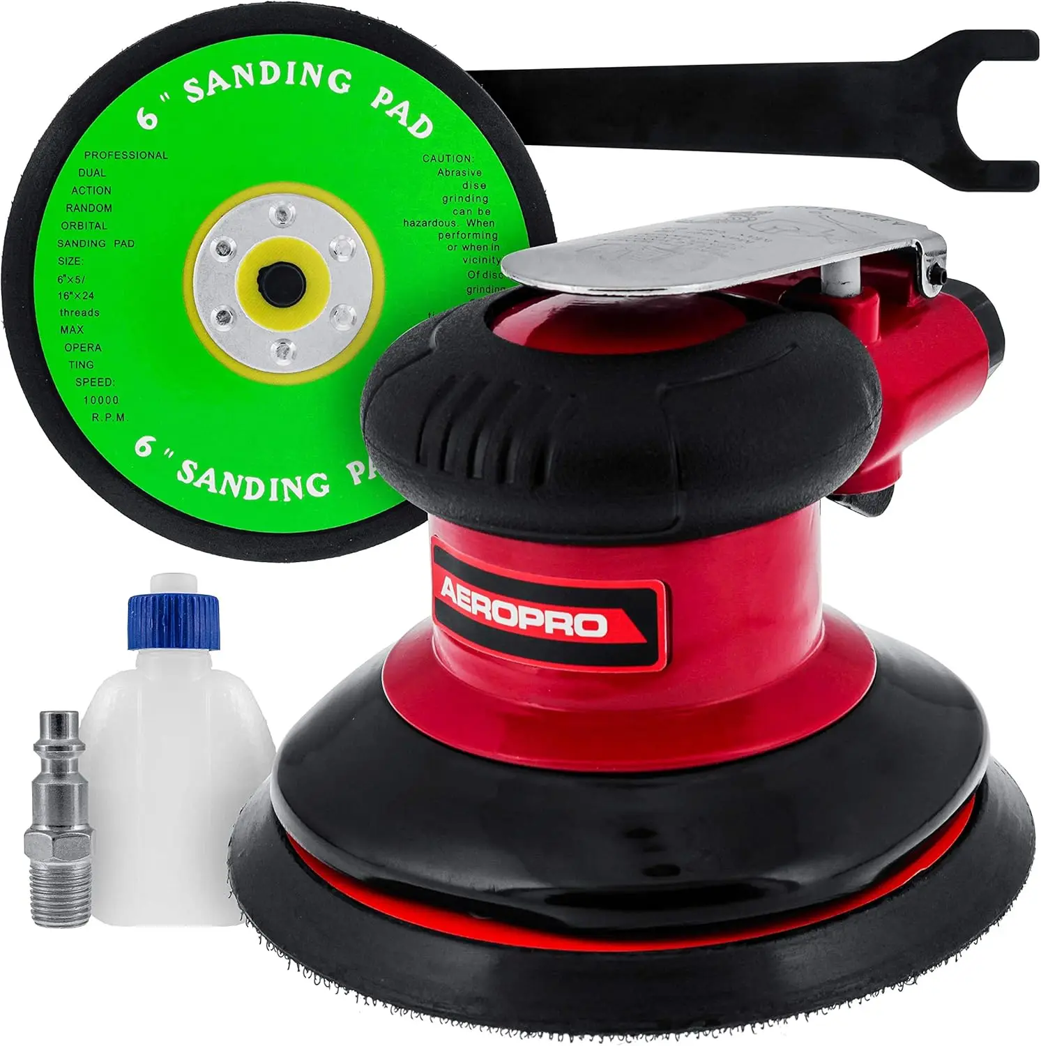 

Professional Heavy Duty 6"Dual-Action Random Orbit Air Palm Sander with Both PSA & Hook & Loop Backing Pads - Orbital Pneumatic