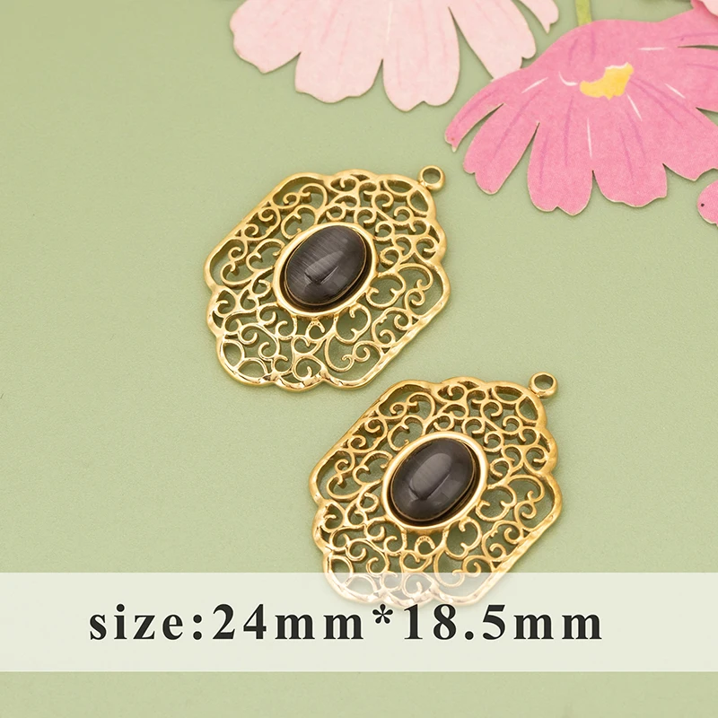 assoonas, 4 Stück/Set, MI61, wasserdichte Schmuckaccessoires, 316L-Edelstahl, Natursteine, Anhänger, Schmuckherstellung, DIY-Anhänger – Detail 8