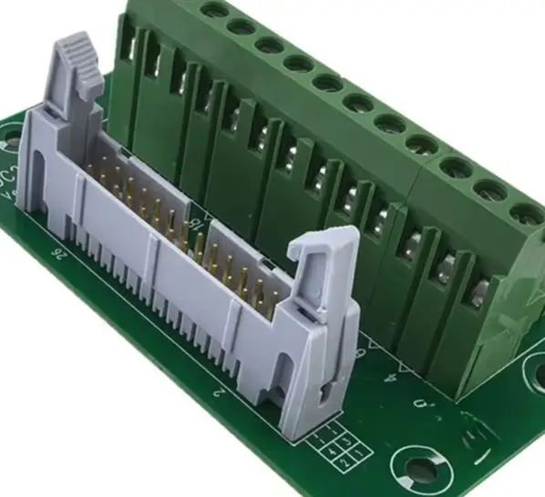 Green IDC 26 Pin Connector To Terminal Block With Bracket For DIN Rail Mount PLC System Electrical Wiring Adapter 86x51mm