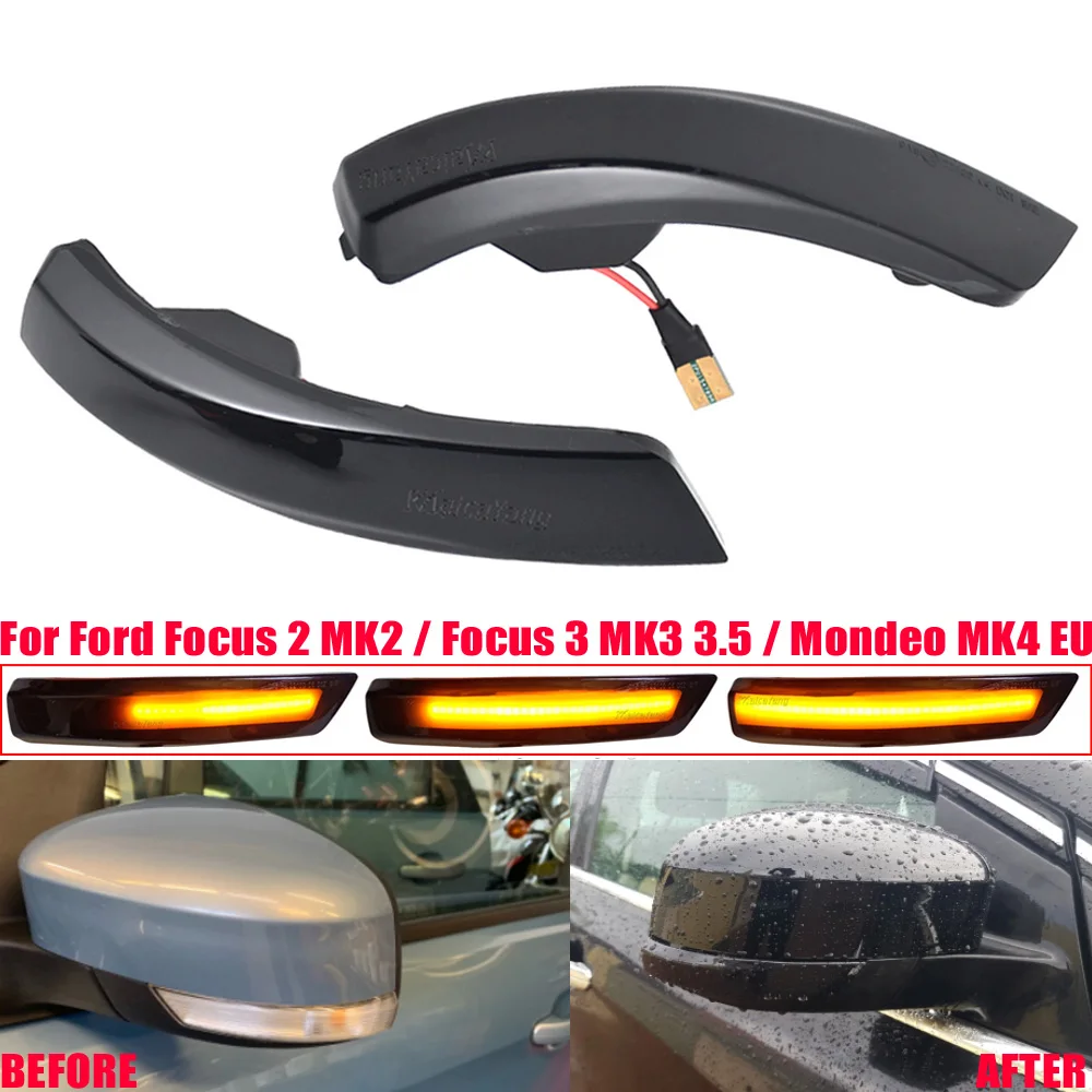 Dynamic Turn Signal Light For Ford Focus Mk2 Mk3 Mondeo Mk4 2010-2014 LED Side Rearview Mirror Sequential Indicator Blinker Lamp