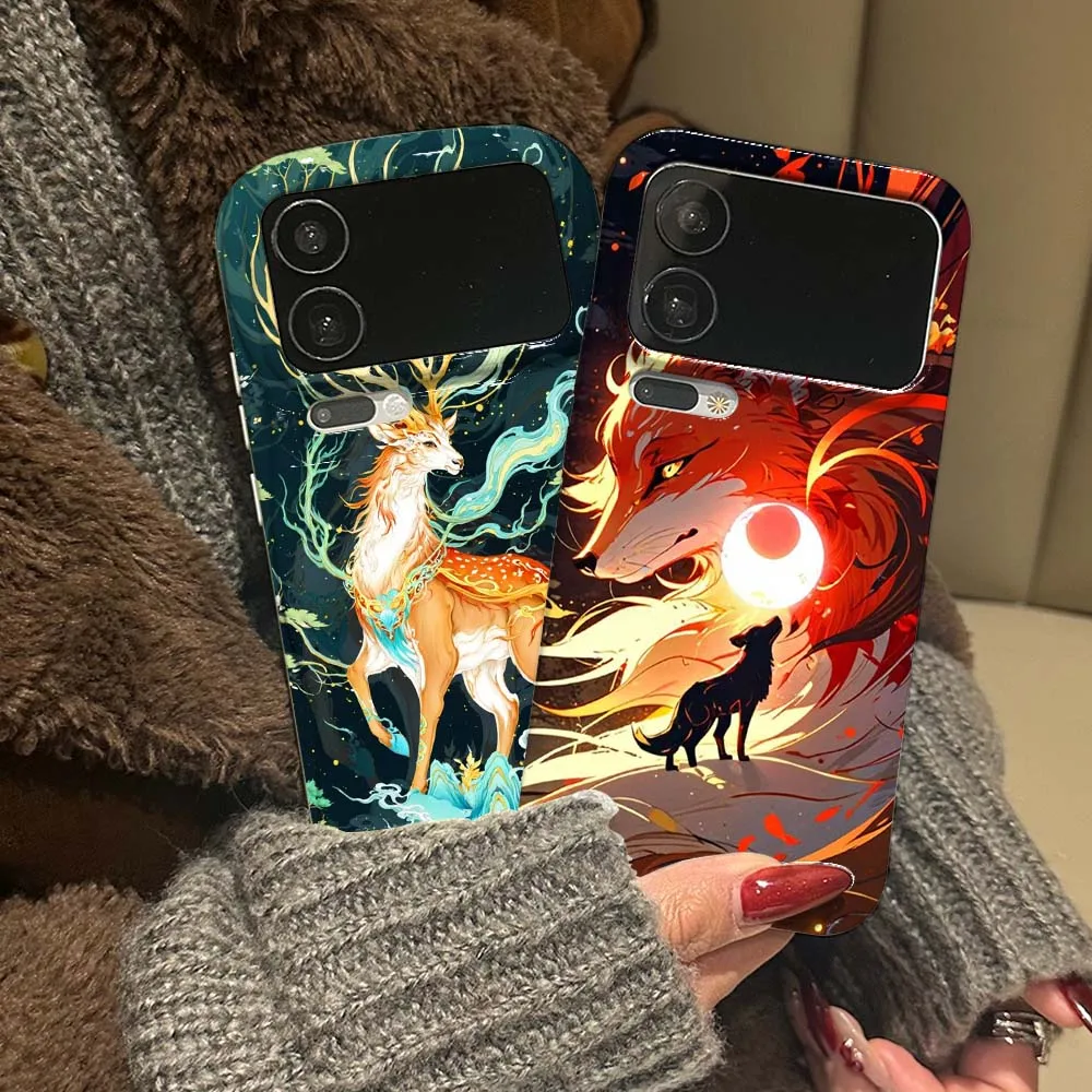 

Fox Deer Anime Cool Cover For Xiaomi 17 15 14 14T 13 12T 11 11i 11X Pro Max Lite NE 5G Feilin Wave Oil Shell