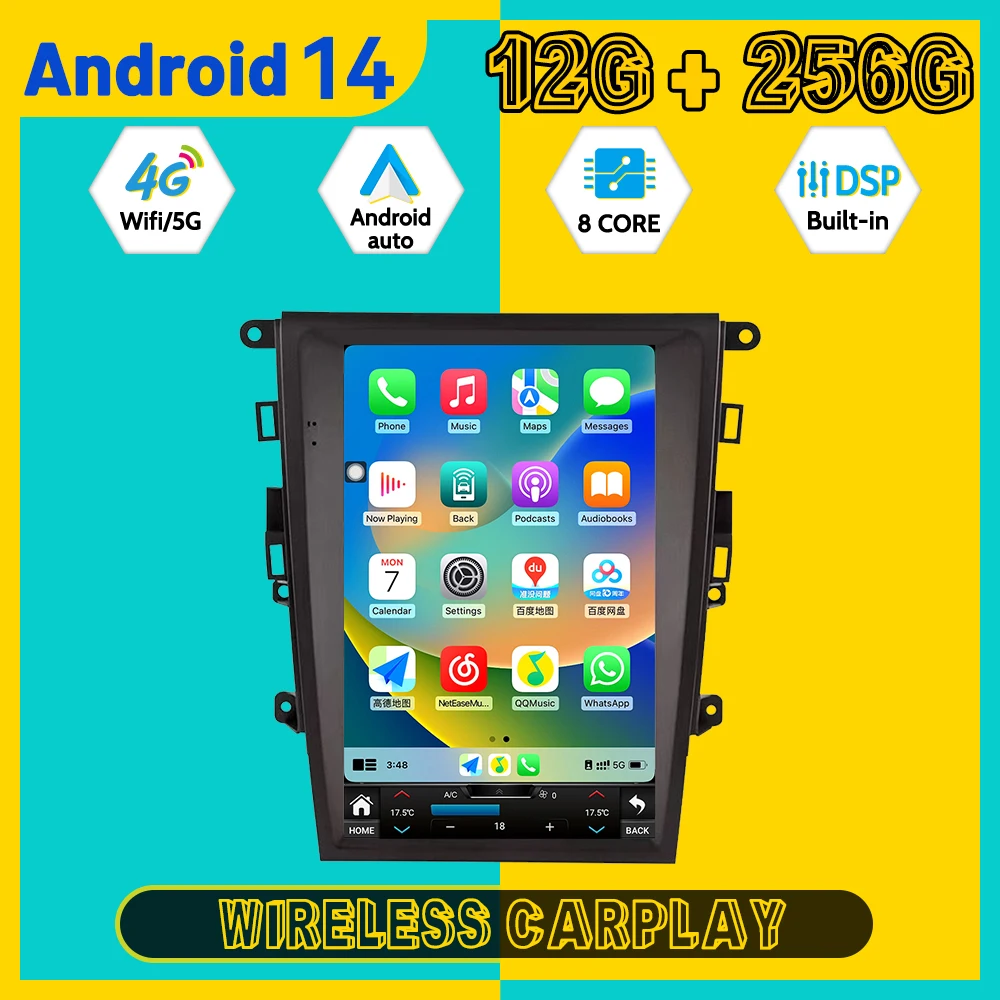 

Vertical For Ford Mondeo 2013~2018 Car Multimedia Automotive Stereo Player Android Carplay GPS Navigation Car Radio Head unit