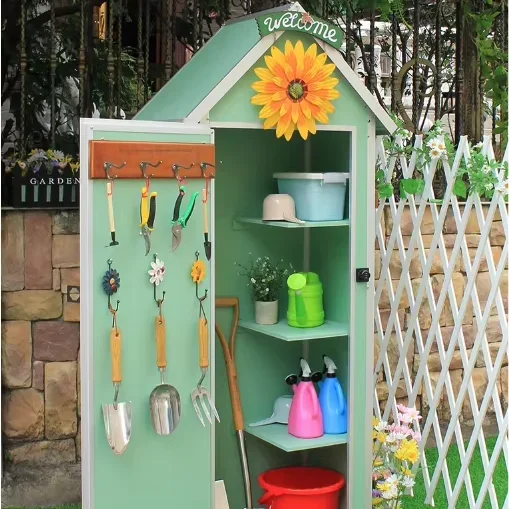 Pitched Roof Outdoor Laminate Home, 0 Formaldehyde PVC Sundries Storage Cabinet, Garden Courtyard Balcony Rainproof Tool Room