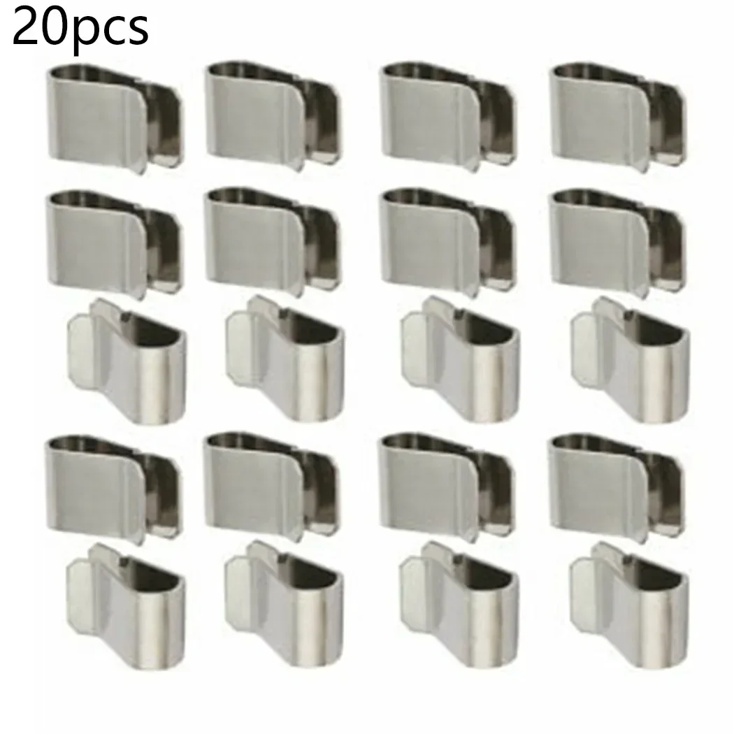 20pcs Stainless Steel Cable Clip Silver Tone Solar Photovoltaic Parts Accessories Cable Clip Wires Clamp NEW