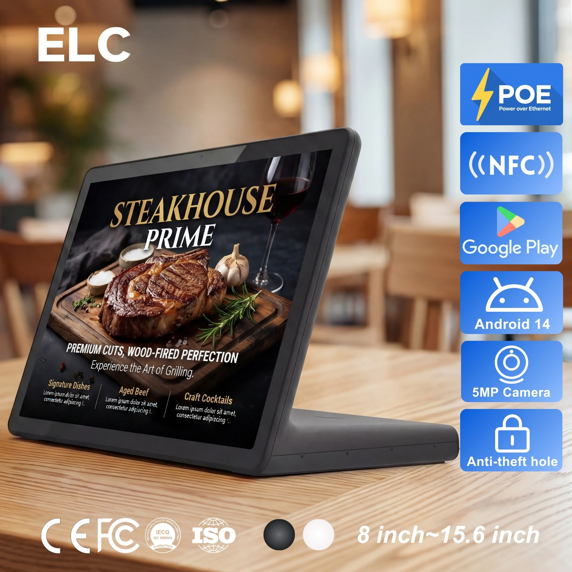 Flagship Newest RK3576S Android 14 Tablet PoE L-Shape 11 Inch Desktop Digital Signage 4+64GB With 3.0T NPU