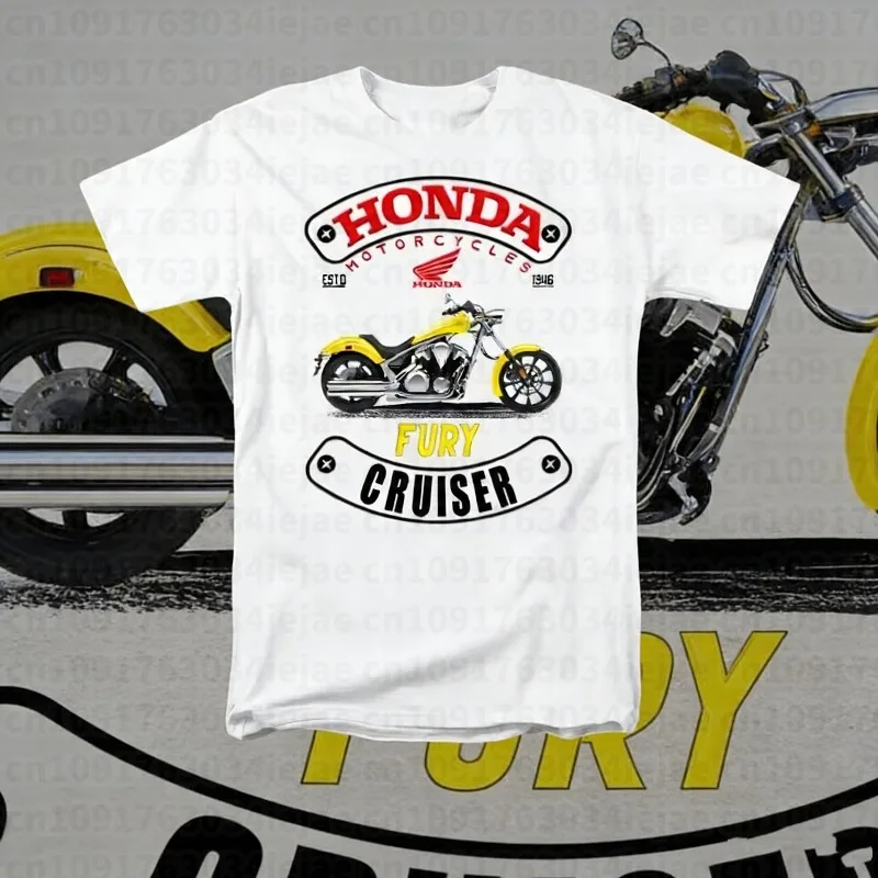 

Летняя футболка Honda Fashion Moto 2025-26 с графическим принтом, 100% хлопок, свободный крой, повседневная, удобная и дышащая