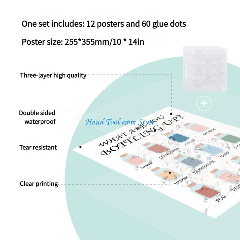 H37F 12 Sheets ملصق زاوية تهدئة ملصق تعليمي للعافية العقلية
