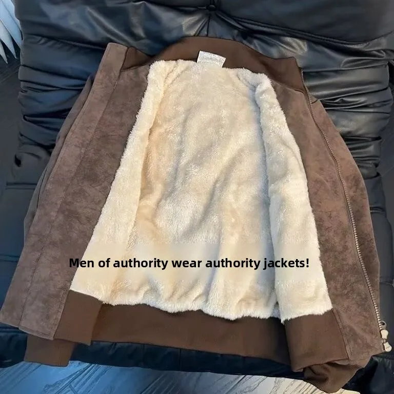 

American Short Dyed Leather Jacket Quilted Baseball Style Winter Coat for Men Warmth Outerwear Windproof Waterproof