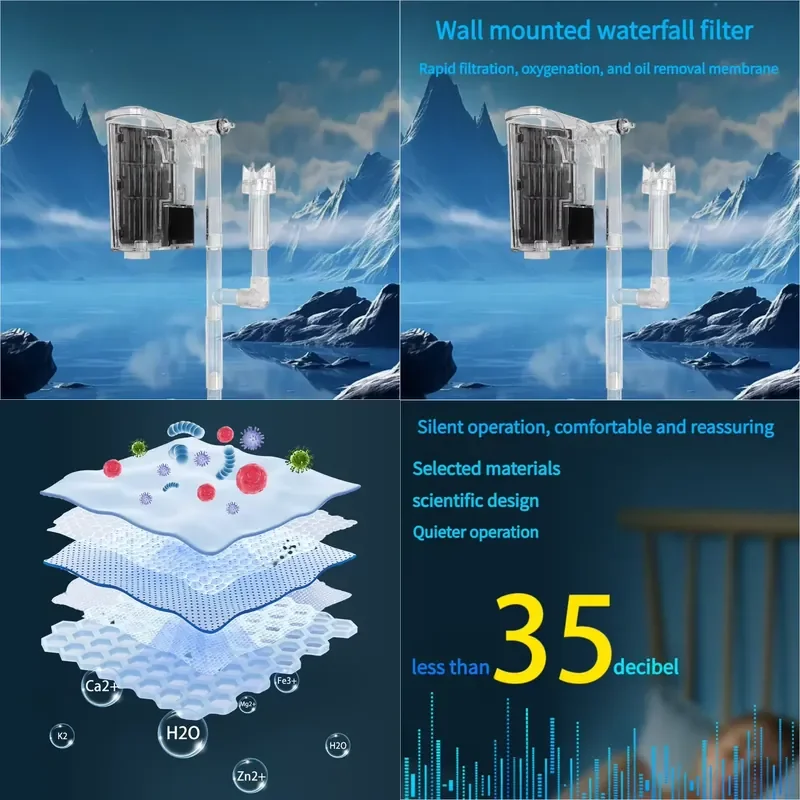 Aquarium Fish Tank Hang On Filter System Water Change Filtration