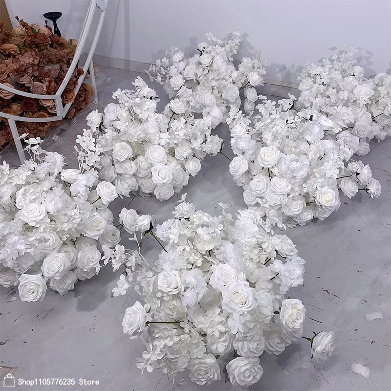Weiße Künstliche Rosenblumenkugel, Blumenarrangement, Hochzeitstisch-Mittelstück, Party-Bankett-Dekoration, Gang-Dekoration, Veranstaltungsdekoration – Detail 3
