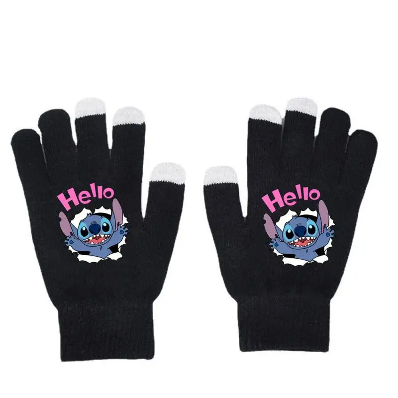 NEW Kawaii Disney Stitch Outdoor Sports Gloves High Quality Touch Screen Glove Soft Warm Elastic Knit Mittens Cycling Ski Glove