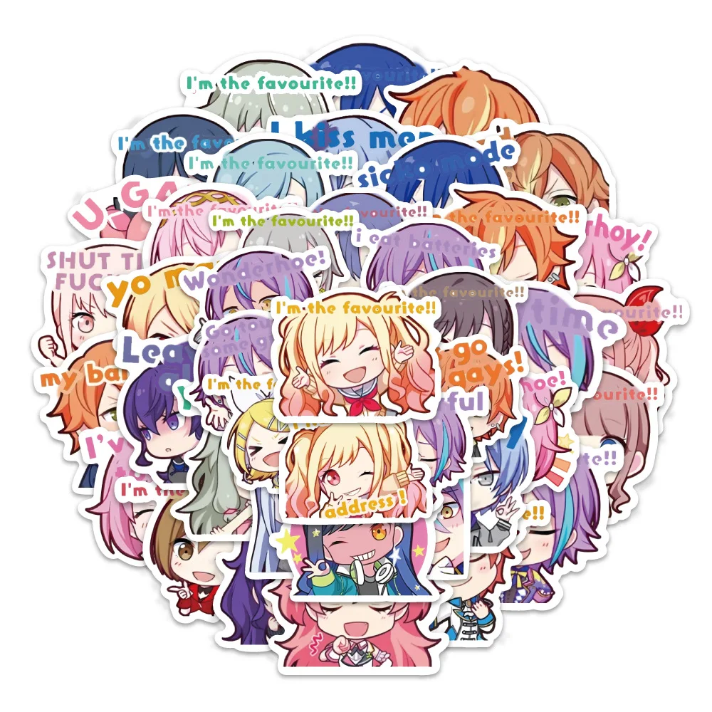 60PCS Project Sekai Graffiti Stickers Music Style Game Cartoon Decals Suitcase Fridge Laptop Guitar Car Bike Decoration Kids Toy