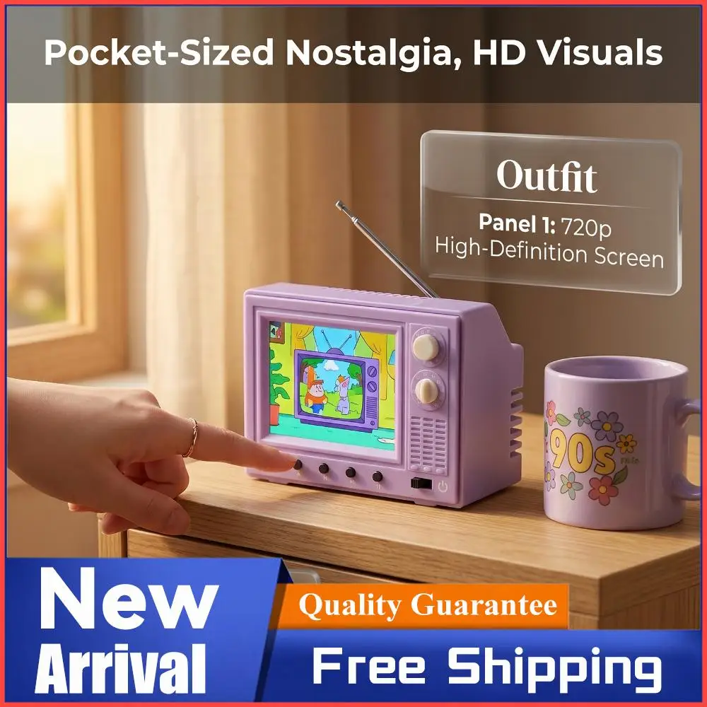 

Mini Retro TV with 8GB Storage 1:12 Scale Classics Tiny TVs Support External USB Simulated Miniature Television Furniture Model