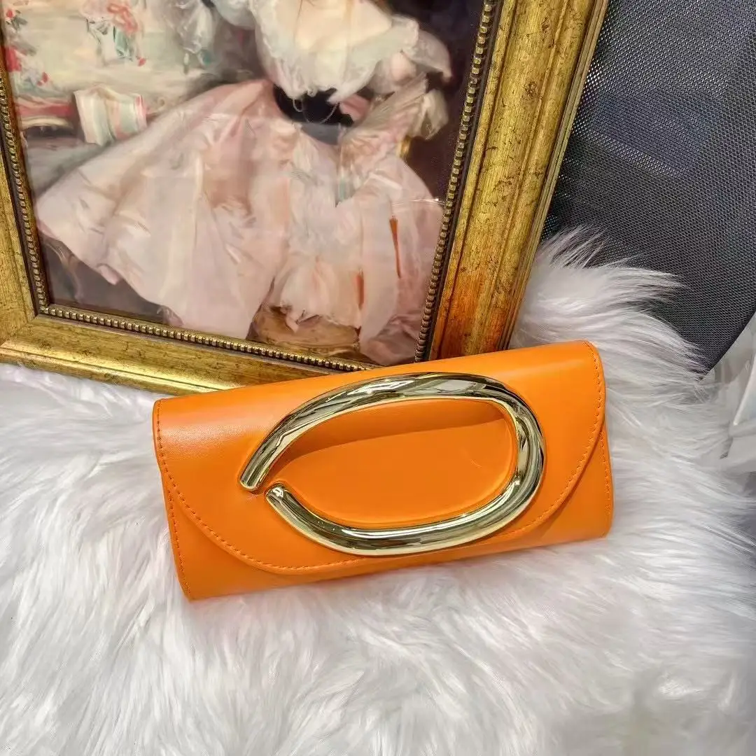 

New Fashion Metal Handheld Clutch Purse Women Handbag Textured PU Square Bag Shoulder Crossbody Bag Female Casual Bag