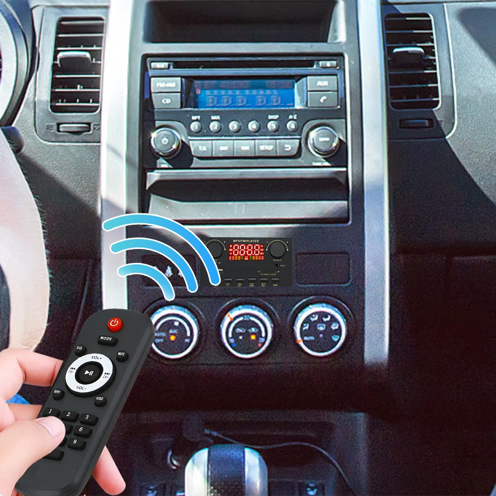 Papan dekoder pemutar MP3 mobil, Bluetooth 5.0 penguat 2*40W 80W papan dekoder WAV 12V Radio FM mobil modul mendukung TF USB AUX rekaman panggilan Handsfree