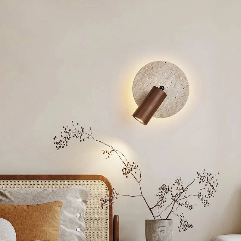 2026 New Yellow Cave Stone Bedroom Wall Light With Ancient Style, Rotating Study Wall, Master Bedroom Bedhead Reading Light