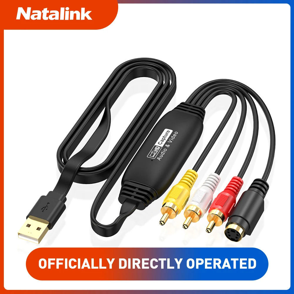 

Цифровой конвертер Natalink VHS → USB - Видеозахват с входом RCA/AV для старых VHS/VCR/Mini DV/Hi8/DVD