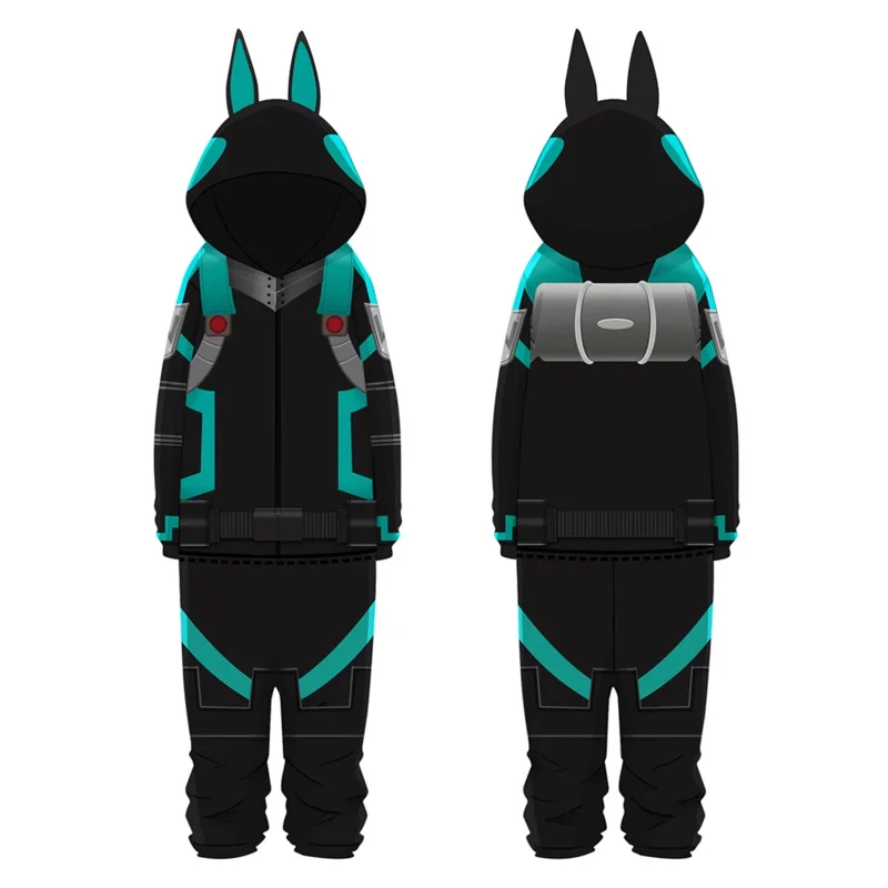 Fantasia de cosplay de My Hero Academy Izuku Midoriya, roupa de dormir para meninos, calças com capuz, pijama, macacão, roupa de Halloween para meninos e meninas