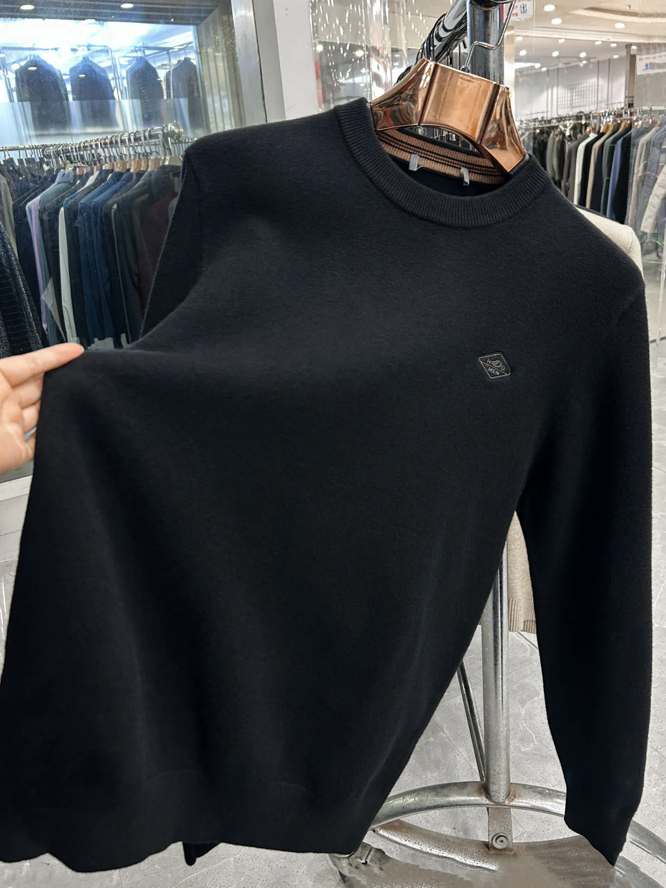 

Мужской вязаный свитер Bla Camere: модный повседневный теплый свитшот с круглым вырезом и длинными рукавами для осени и зимы