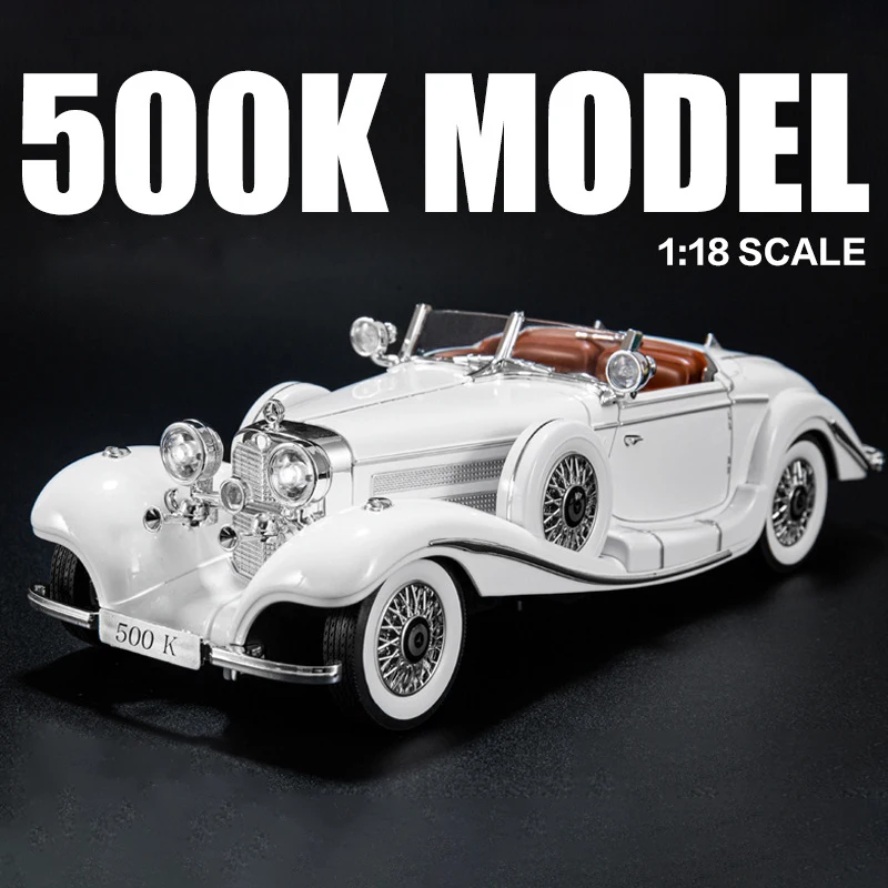 1:18 Mercedes-Benz 500K 1936 Alloy Die Cast Toy Car Model Sound and Light Children's Toy Collectibles Birthday gift