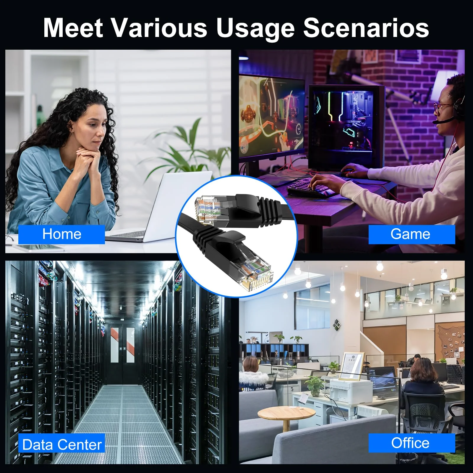 UNTES Cable Ethernet Cat6 Gigabit Cable de Internet de alta velocidad 1000Mbps Cable LAN de red blindado RJ45 para PC PS5 PS4 PS3 Xbox