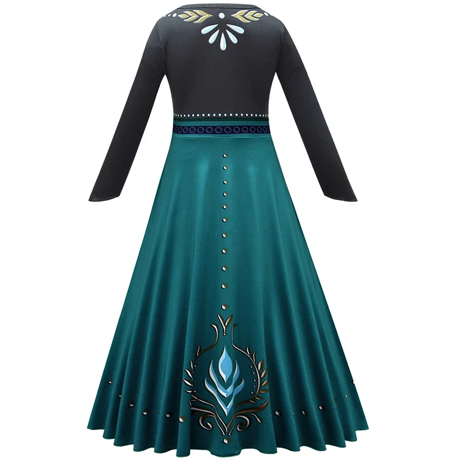 Disney Frozen Princess Anna Dress For Girls Carnival Prom Cosplay Party Costumes Long Sleeve Dress for Kids Snow Queen Clothes