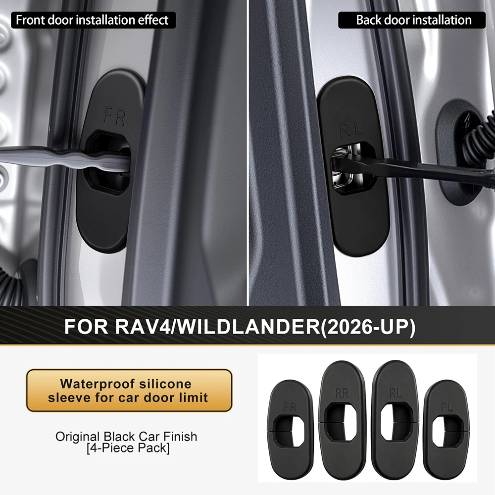 For Toyota RAV4 2026-2028  Door Check Strap Cover Waterproof Silicone Sleeve Black Protector 4PCS Car Interior Accessories Guard