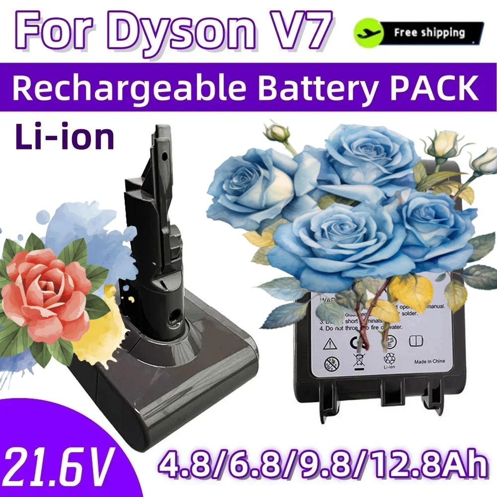 2026 V7 4.8/6.8/9.8/12.8Ah 21.6V البطارية الأصلية لدايسون V7 رأس المحرك الحيوان المطلق SV11 بطارية DE FR RU 2025