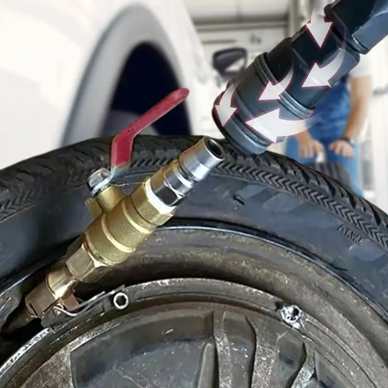 Boquilla de pistola de soplado de aire para inflado de neumáticos, Kit de accesorios de compresor de aire inflable Rápido de Metal